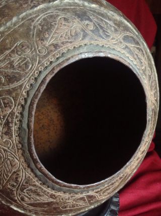 Antique China Tibet India Gold Iron Sacred Buddhist Bowl Holy Water Pot Vase 4