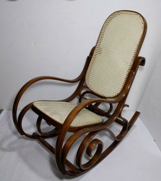 Vintage Bentwood Rocking Chair Rocker Wood Cane Mid Century Modern Thonet Style