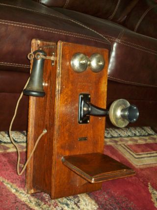 Antique Hand Crank Non Dial Wall Phone Old Tele - Phone Does Display Well