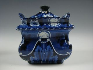 Dark Blue Staffordshire Sugar Bowl Antique C.  1825 As - Is