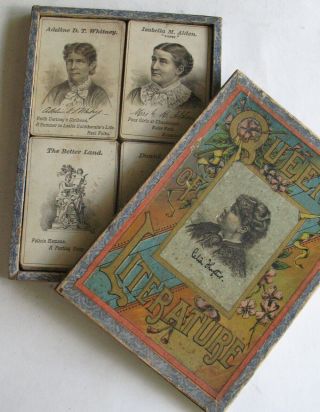 Scarce Antique 1885 Queens Of Literature Women Authors Mcloughlin Bros Card Game