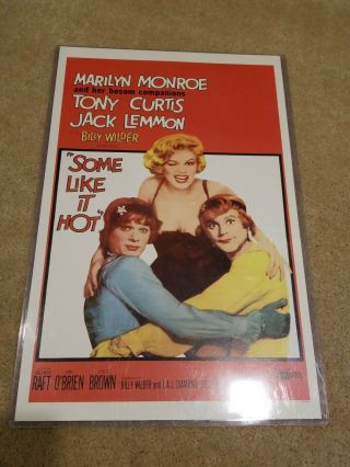 Some Like It Hot Marilyn Monroe Vintage Movie Poster Print In Plastic Holder