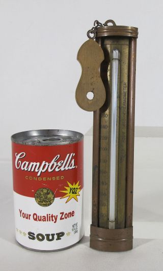 Antique Taylor Home Candy Thermometer Copper Brass&glass Wood Tag Rochester Yqz