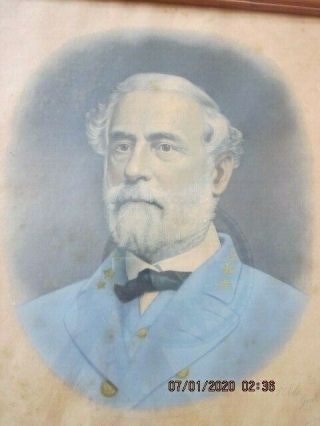 Antique 1870 " General Robert E Lee Civil War Tinted Engraving