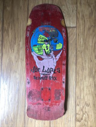 Vintage 1980s Schmitt Stix Skateboard Deck Joe Lopes Pro Model Vision
