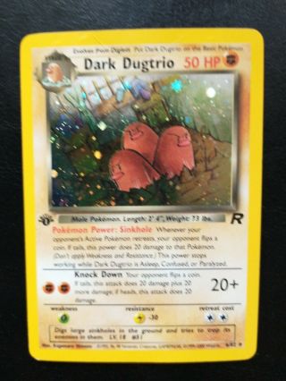 Dark Dugtrio Team Rocket Rare Holo 1st Edition Pokemon Card 6/82 Wotc