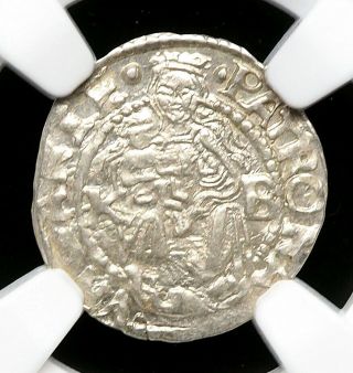 Hungary.  Ferdinand I Silver Denar,  1547 - Kb,  Ngc Ms63