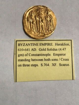 610 - 641 A.  D.  Byzantine Empire Heraklios Gold Solidus Of Constantinople Xf 4.  47 G