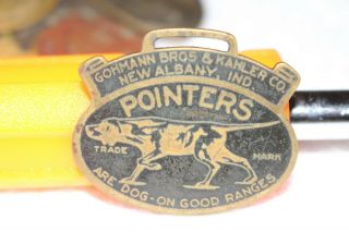 Antique Vintage Gohmann Bros.  Pointers Hunting Dog Watch Fob Sign