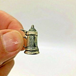 Antique Pendant Charm 800 Sterling Silver Stein Beer Mug With Lid