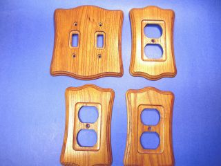 4 Vintage Wood Switch Receptacle Plates Amer Tac