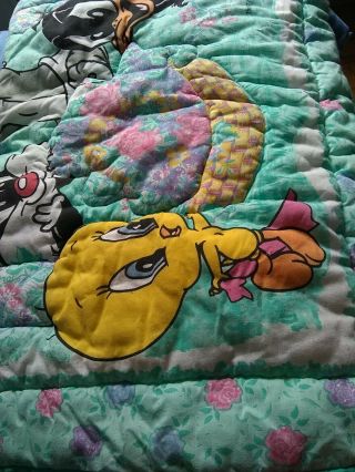 Vtg 1998 Warner Bros Baby Looney Tunes Blanket Comforter Bugs Tweety Flaw Rare