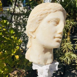 Vintage Artisan Carved Female Woman Greek Roman Head Bust Statue Sculpture Art 2