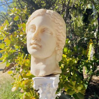 Vintage Artisan Carved Female Woman Greek Roman Head Bust Statue Sculpture Art 3