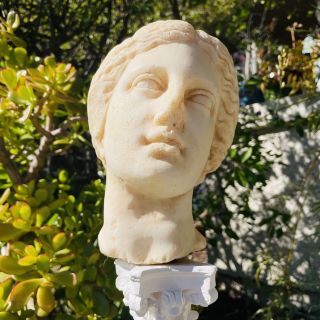 Vintage Artisan Carved Female Woman Greek Roman Head Bust Statue Sculpture Art 4