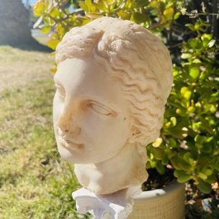 Vintage Artisan Carved Female Woman Greek Roman Head Bust Statue Sculpture Art 5