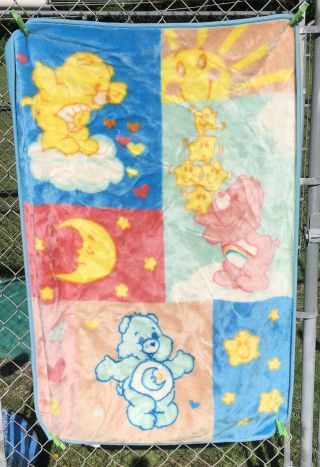 Vintage Care Bear Babies Blanket Soft No Rips Or Stains 44x30
