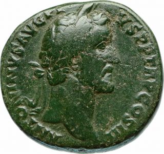 Antoninus Pius Marcus Aurelius Father Ancient Coin Annona W Cornucopia I46768