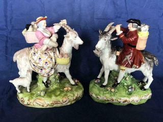 Fine Antique Derby Porcelain Figures Of The Welsh Taylor And His Wife.