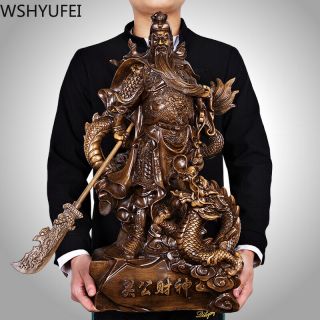 Chinese God Of War Guan Yu Resin Statue Living Room Desk Ornaments