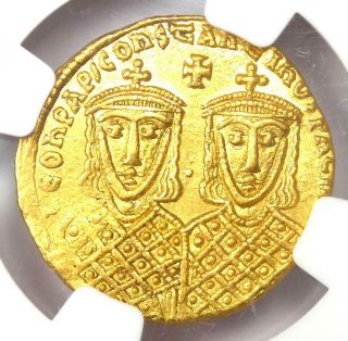 Leo IV and Constantine VI AV Solidus Gold Coin 776 - 780 AD - Certified NGC AU 6