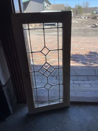 Sg3691 Antique Beveled And Leaded Glass Window 16.  75 X 34.  75