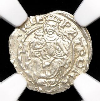 Hungary.  Ferdinand I Silver Denar,  1552 - Kb,  Ngc Ms64