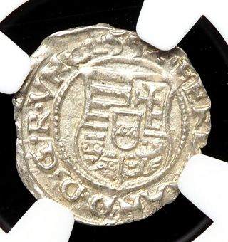 HUNGARY.  Ferdinand I Silver Denar,  1552 - KB,  NGC MS64 2