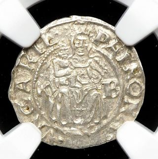 Hungary.  Ferdinand I Silver Denar,  1550 - Kb,  Ngc Ms63