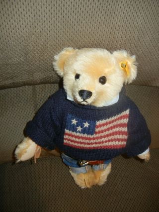Steiff Ralph Lauren Polo Bear Usa Sweater & Denim Jean Pants,  Number 2625/3500
