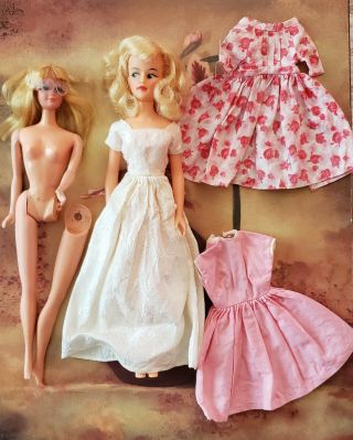 Vintage Barbie Talking Pj & 1965 Ideal Tammy Blonde Misty Doll,  Xtra Outfits