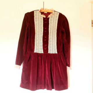 Vintage 70’s This is Yours San Francisco Tunic Velveteen Burgandy dress M/L 2