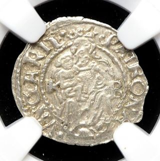 Hungary.  Ferdinand I Silver Denar,  1548 - Kb,  Ngc Ms62