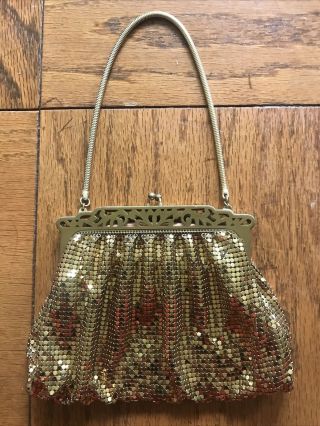 Vintage Purse Coin/phone Evening Party Mesh Chainmail Card Wallet Antique Gold
