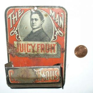 Antique Tin Match Holder The Man Juicy Fruit Chewing Gum Advertising Wrigleys Us