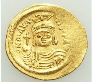582 - 602 Ad Byzantine Maurice Tiberius Gold Av Solidus (22mm,  4.  51 Gram,  7h)