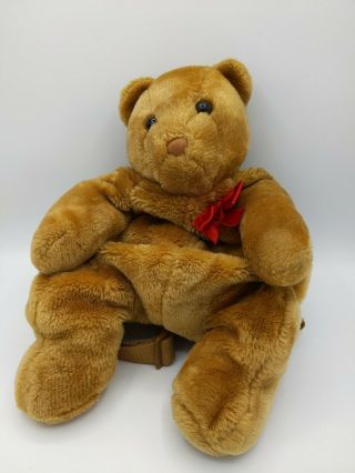 Teddy Bear Back Pack Tan Plush 14 " Vintage Retired Rare