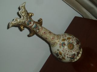 Large 10.  5 " Antique Zsolnay Pecs Hand - Painted Vase C.  1900
