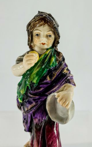 Antique Naples Capodimonte Italian Porcelain Figure of Beggar Boy Pauper Signed 5