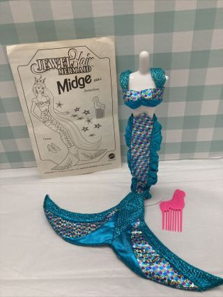 Vintage 1995 Jewel Hair Mermaid Outfit & Comb Tail Top