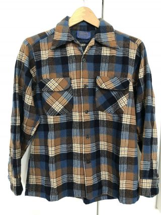 70s Vintage Pendleton Wool Flannel Board Shirt Size Medium