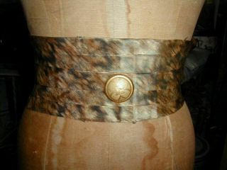 Antique 1912 Edwardian Pleated Silk Cummerbund Or Sash,  Great Pattern & Colors