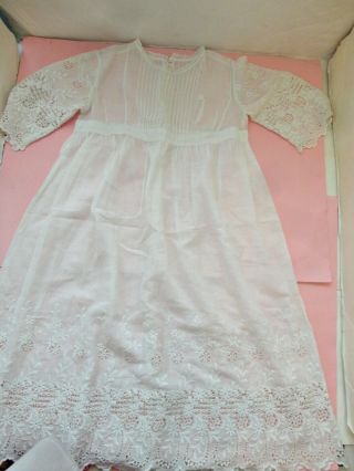 Antique Childs Victorian Edwardian Lace Dress For Large Doll Or Child.