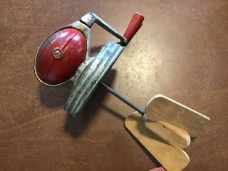 Vintage No.  4 Dazey Butter Churn 4 Quart Red Football,  Crank,  Wooden Paddles
