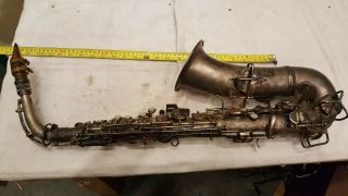 Antique Vintage Cg Conn Elkhart 1914 Silver Tone Plated Saxophone