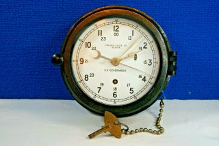 ☆ Us Government Chelsea Ships Clock 6 " 12/24 Hr Dial Wwii Bakelite Case