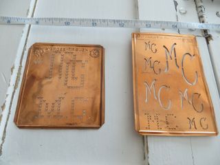 2 Two Art Nouveau Monogram Stencil Copper Initials Letters Pattern Mc / Cm