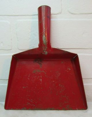 Vintage Red Metal Small Child Dust Pan Old Antique Heavy Duty Farmhouse Country