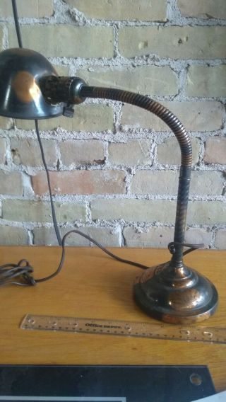 Faries Antique Industrial Desk Lamp,  Japanned Flashed Copper Oxide Finish,  C1915
