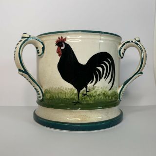 Wemyss Tyg Loving Cup Three Handled Black Cockerel & Hen T Goode Antique C19th